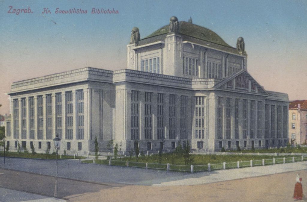 Kraljevska sveučilišna knjižnica (danas Državni arhiv), razglednica, putovala 1915. godine